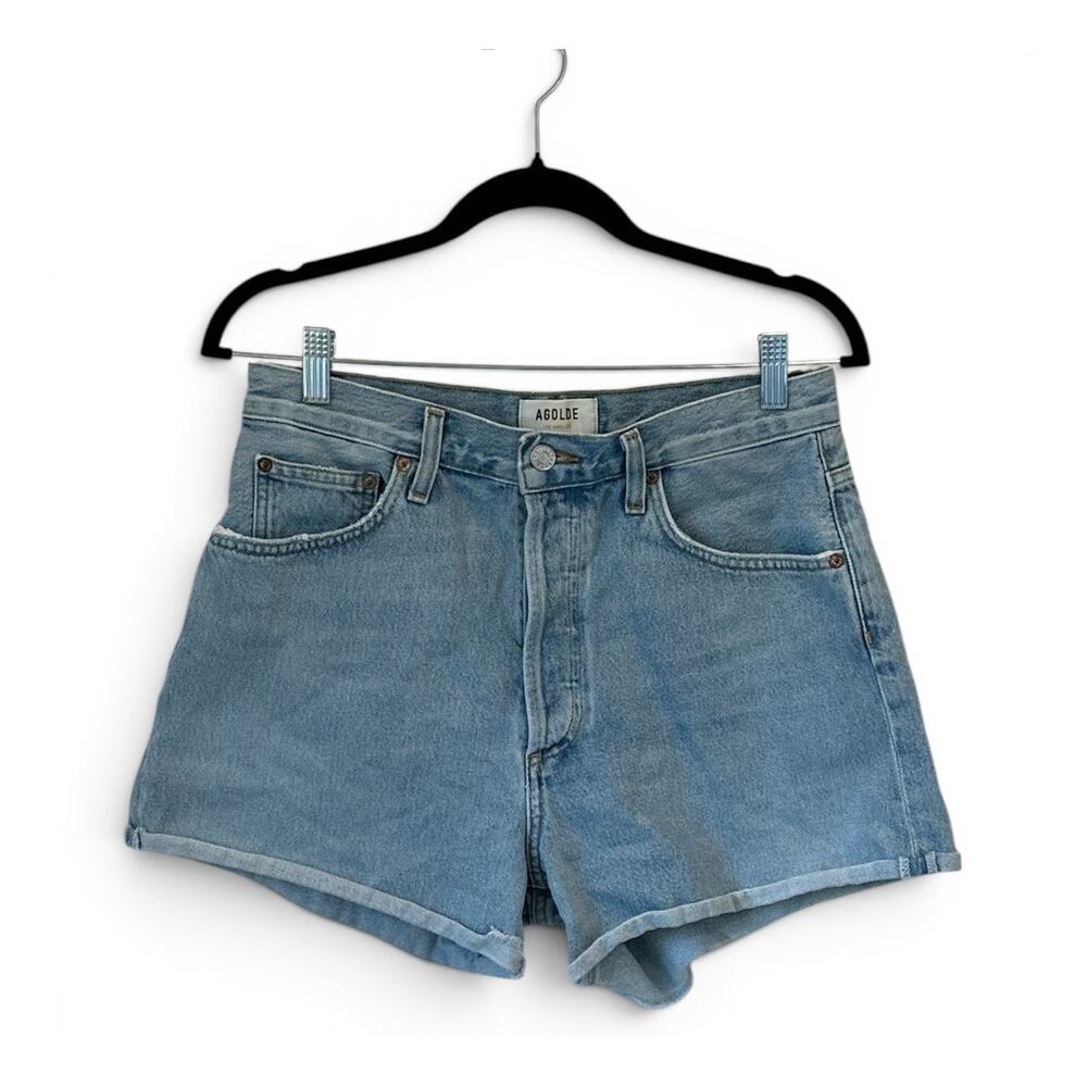 AGOLDE Dee High Rise Denim Shorts Size 29 Hazard Wash Rolled